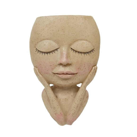 Face Head Flower Planter Container Pot Flowerpot Figure Garden Decor Tabletop - Picture 12 of 12